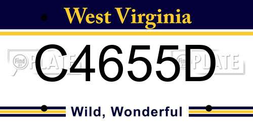 C4655D West Virginia License Plate