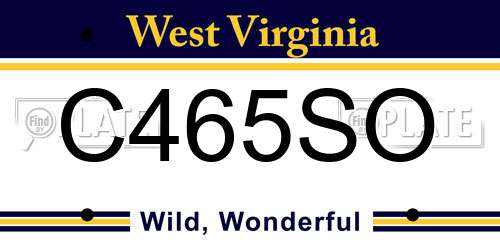 C465SO West Virginia License Plate