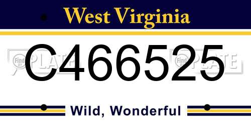 C466525 West Virginia License Plate