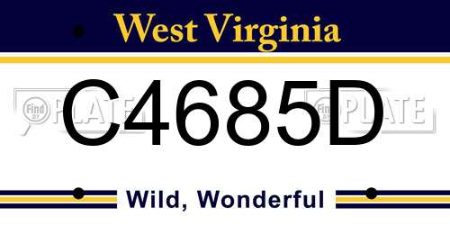 C4685D West Virginia License Plate