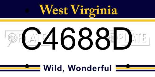 C4688D West Virginia License Plate