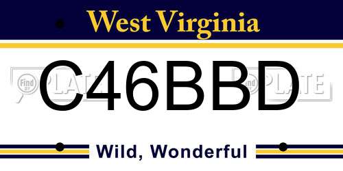 C46BBD West Virginia License Plate