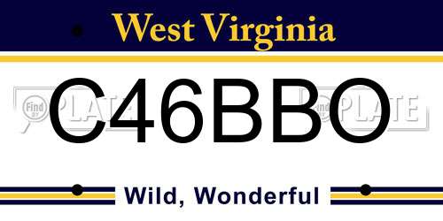 C46BBO West Virginia License Plate