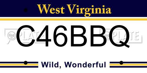C46BBQ West Virginia License Plate