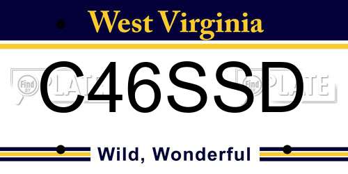 C46SSD West Virginia License Plate