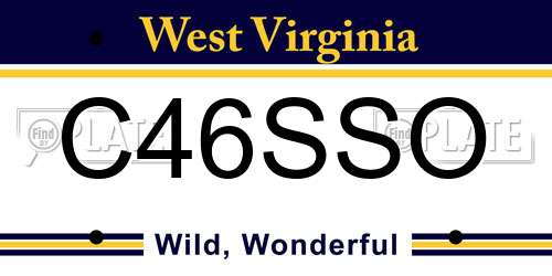 C46SSO West Virginia License Plate