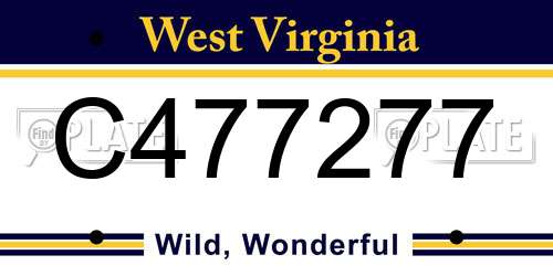 C477277 West Virginia License Plate