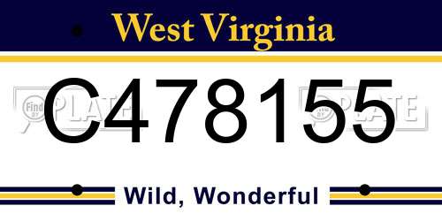 C478155 West Virginia License Plate