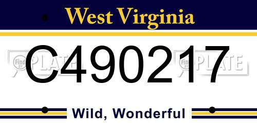 C490217 West Virginia License Plate