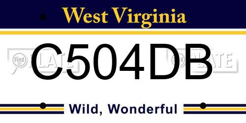 C504DB West Virginia License Plate