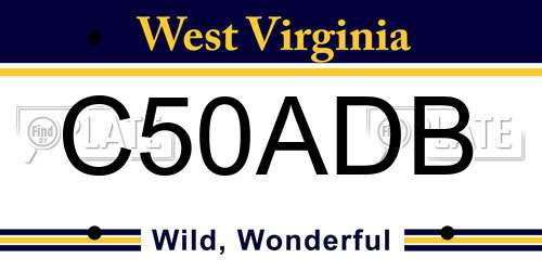 C50ADB West Virginia License Plate