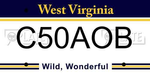 C50AOB West Virginia License Plate