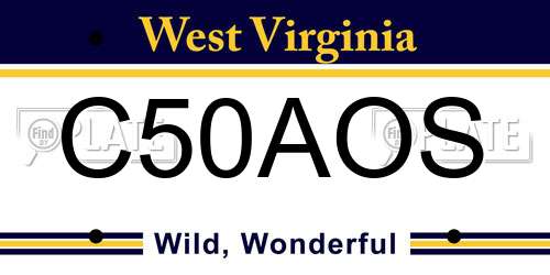 C50AOS West Virginia License Plate