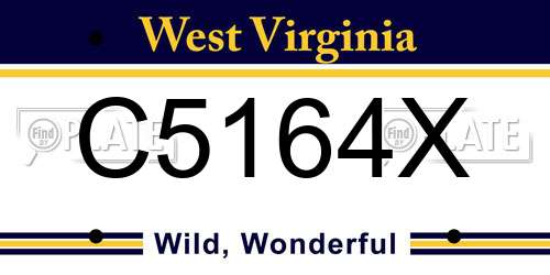 C5164X West Virginia License Plate