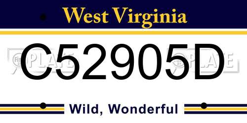 C52905D West Virginia License Plate