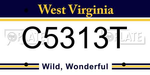 C5313T West Virginia License Plate