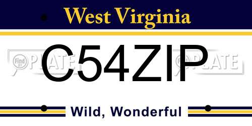 C54ZIP West Virginia License Plate