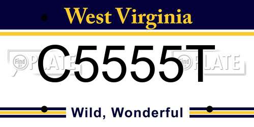 C5555T West Virginia License Plate