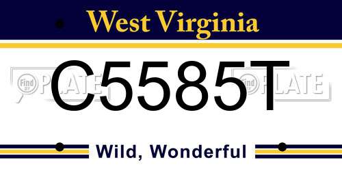 C5585T West Virginia License Plate