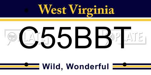 C55BBT West Virginia License Plate