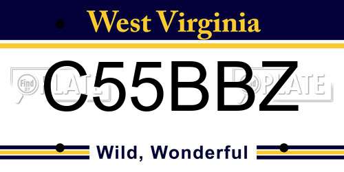 C55BBZ West Virginia License Plate