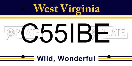 C55IBE West Virginia License Plate
