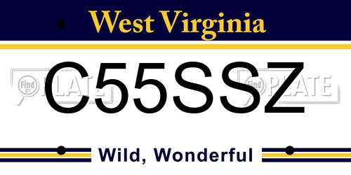 C55SSZ West Virginia License Plate