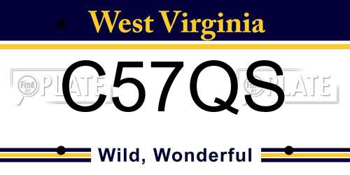 C57QS West Virginia License Plate