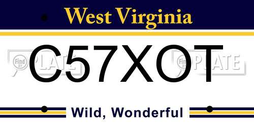 C57XOT West Virginia License Plate