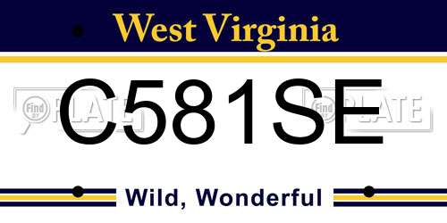 C581SE West Virginia License Plate