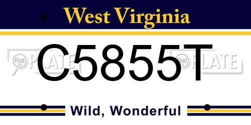 C5855T West Virginia License Plate