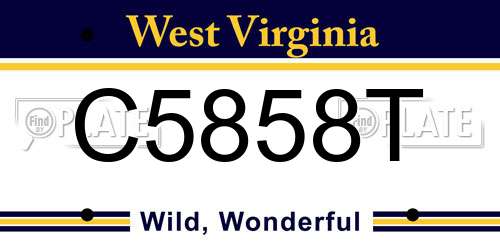 C5858T West Virginia License Plate
