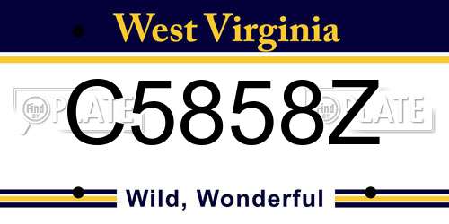 C5858Z West Virginia License Plate
