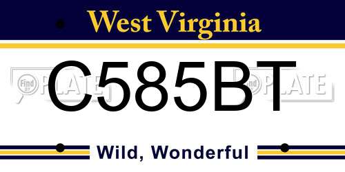 C585BT West Virginia License Plate