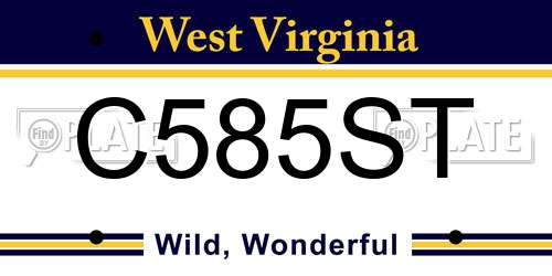 C585ST West Virginia License Plate