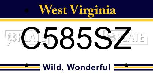 C585SZ West Virginia License Plate