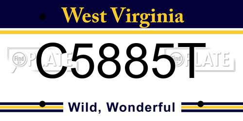 C5885T West Virginia License Plate