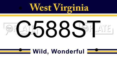 C588ST West Virginia License Plate