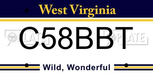 C58BBT West Virginia License Plate
