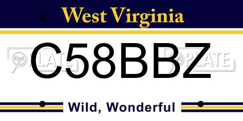 C58BBZ West Virginia License Plate