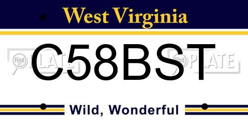 C58BST West Virginia License Plate