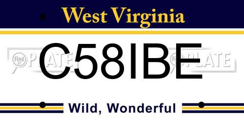 C58IBE West Virginia License Plate