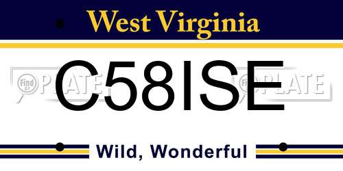 C58ISE West Virginia License Plate
