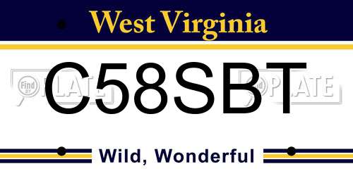 C58SBT West Virginia License Plate