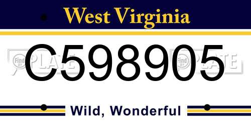 C598905 West Virginia License Plate