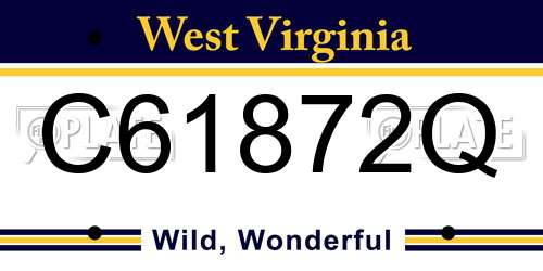 C61872Q West Virginia License Plate