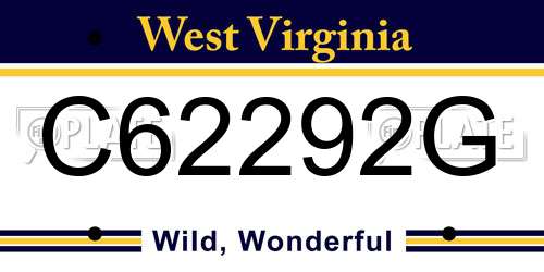 C62292G West Virginia License Plate
