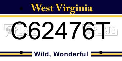 C62476T West Virginia License Plate
