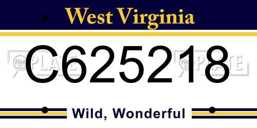 C625218 West Virginia License Plate