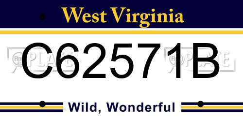 C62571B West Virginia License Plate